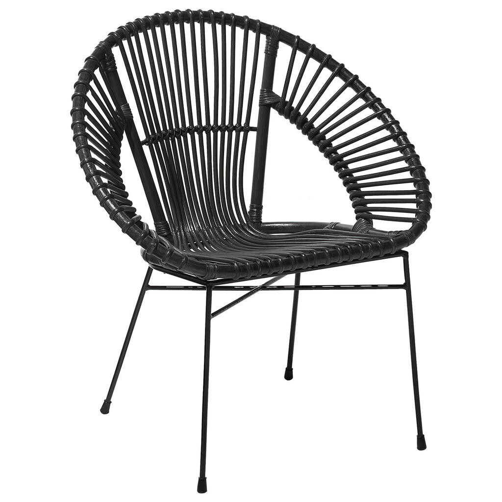 Beliani RATANOVÁ ŽIDLE Ratan Černá Sarita