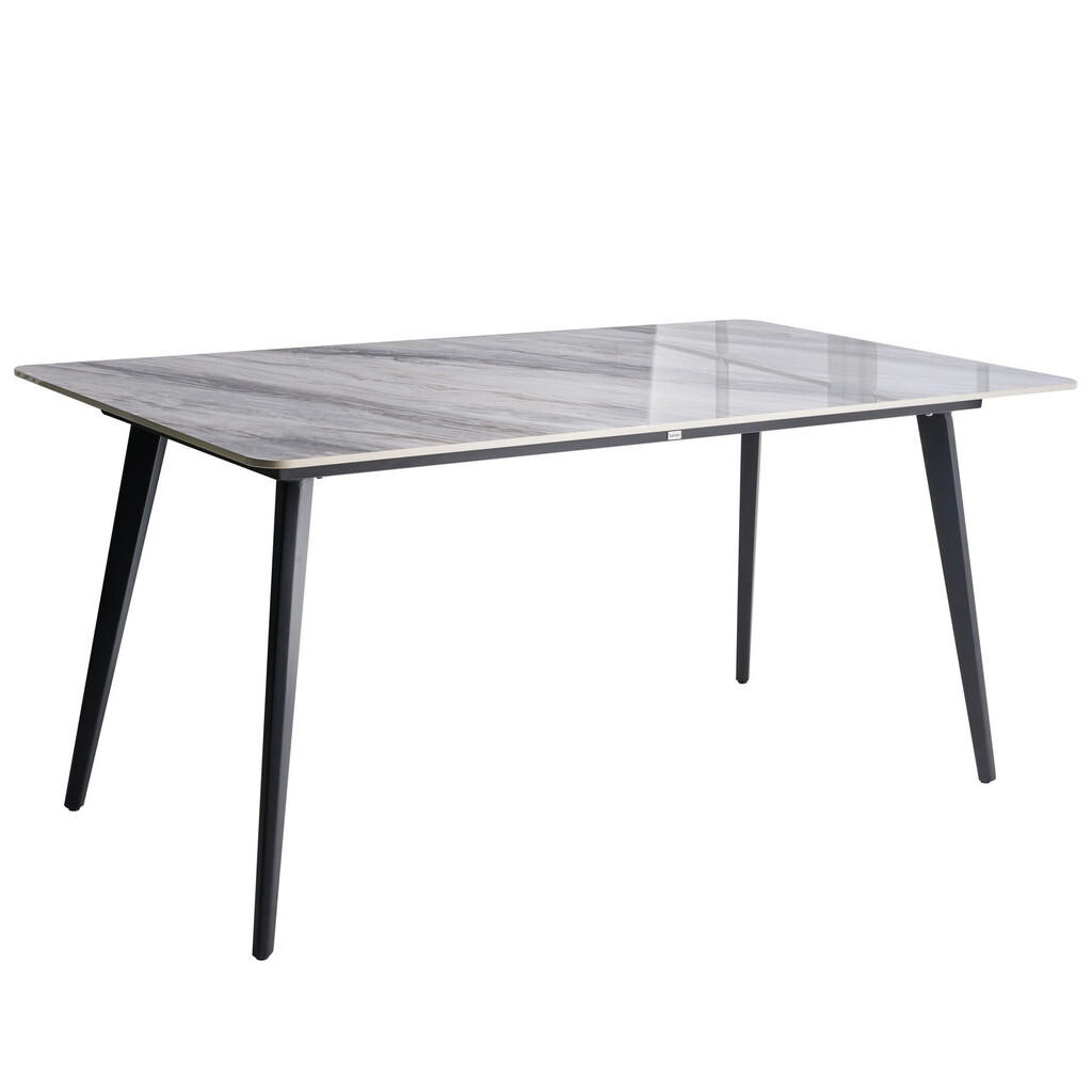 Beliani ZAHRADNÍ STŮL 160/90 cm Kámen Šedý Mramor Rodallo