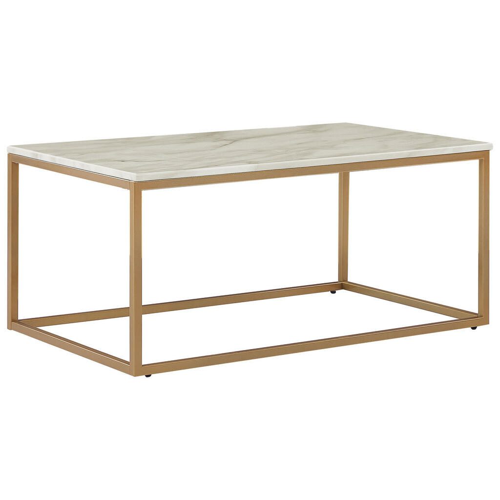 Beliani KONFERENČNÍ STOLEK Mramor Look béžový/zlatý obdélníkový 60/100 cm Delano