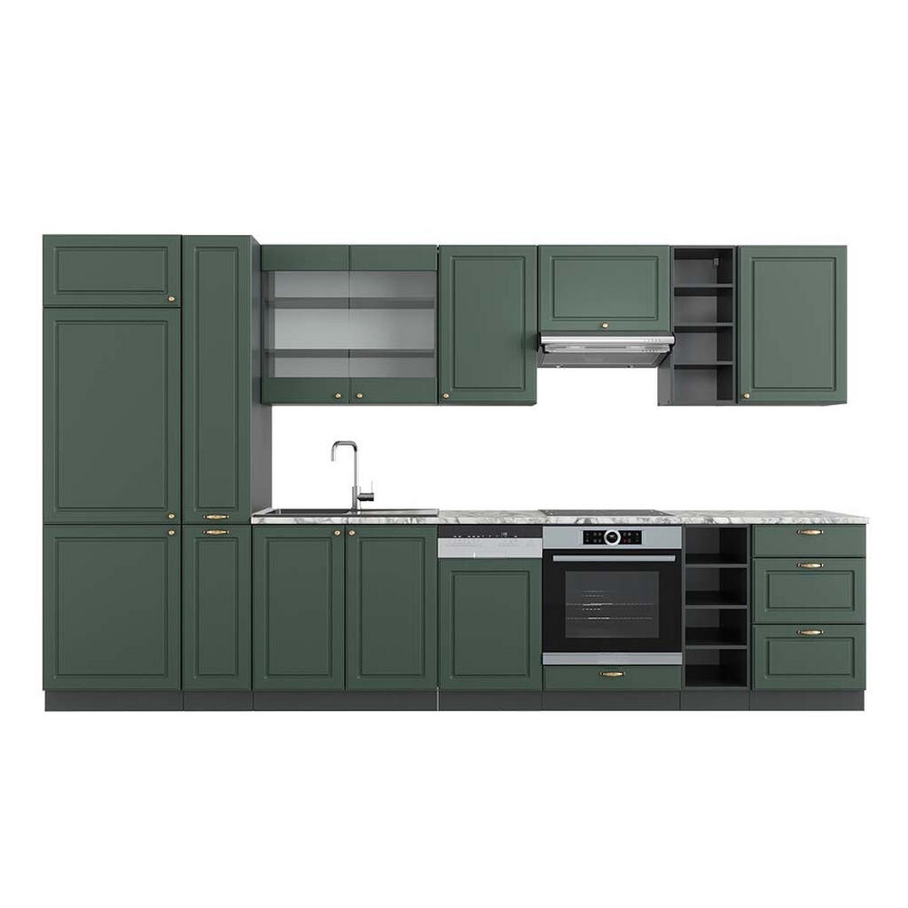 Vicco KUCHYŇSKÝ KOUT Fame-Line Zeleno-zlatá Country House/Anthracite 355 cm , PD Mramor