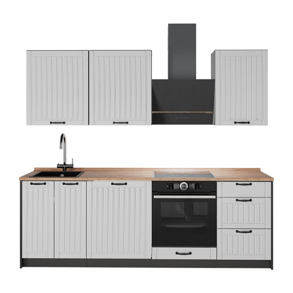 Vicco KUCHYŇSKÝ KOUT Fame-Line, Bílý venkovský dům/Antracit, 230 cm, PD Dub