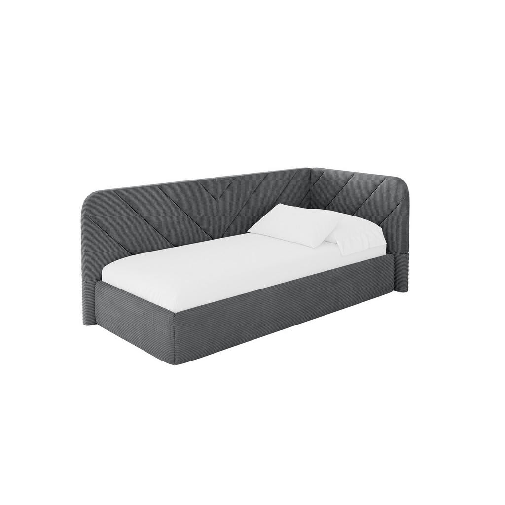 ALTDECOR JEDNOLŮŽKOVÁ POSTEL pro mládež s úložným prostorem, vlevo - FIKY 100x200 tmavě šedá