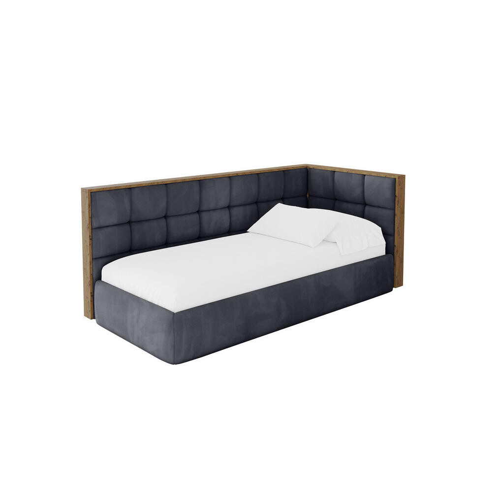 ALTDECOR JEDNOLŮŽKOVÁ POSTEL pro mládež s úložným prostorem a matrací H3/H4, vlevo - SOVY 80x200 tmavě šedá