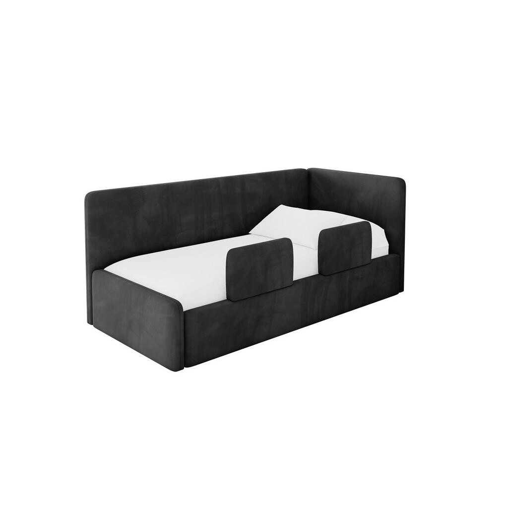 ALTDECOR JEDNOLŮŽKOVÁ POSTEL pro mládež s úložným prostorem a matrací H3/H4, vlevo - NORY 80x200 černá