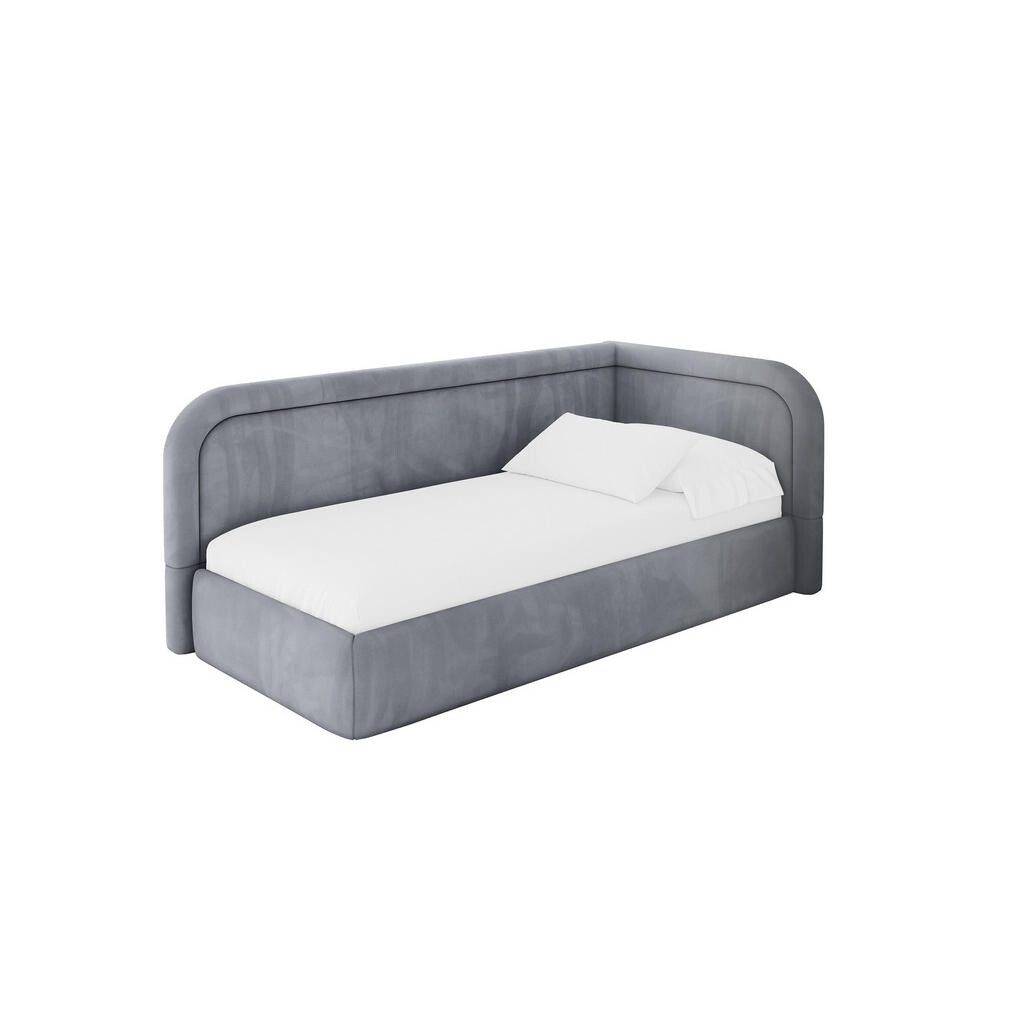 ALTDECOR JEDNOLŮŽKOVÁ POSTEL pro mládež s úložným prostorem a matrací H3/H4, vlevo - JOVY 90x200 šedá