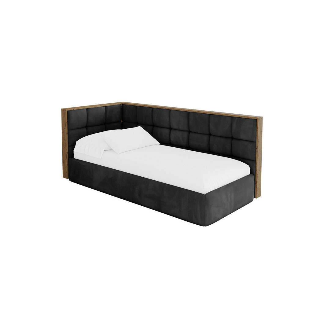 ALTDECOR JEDNOLŮŽKOVÁ POSTEL pro mládež s úložným prostorem a matrací H3/H4, vpravo - SOVY 80x200 černá
