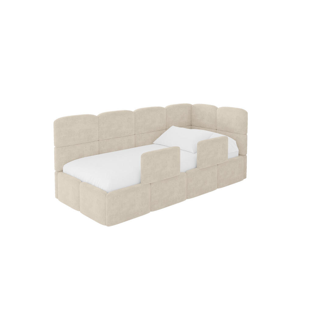 ALTDECOR JEDNOLŮŽKOVÁ POSTEL pro mládež s úložným prostorem a matrací H3/H4, vlevo - KIVY 100x200 béžová