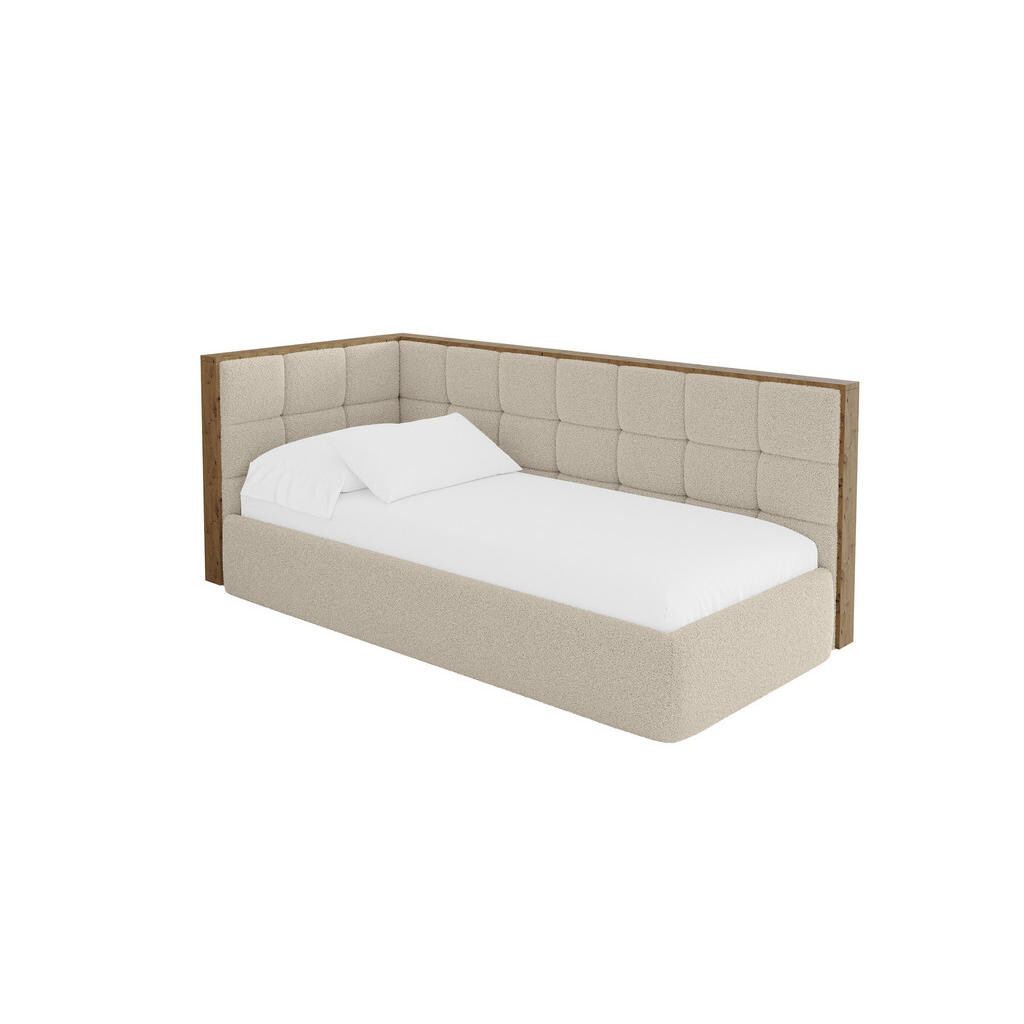 ALTDECOR JEDNOLŮŽKOVÁ POSTEL pro mládež s úložným prostorem a matrací H3/H4, vpravo - SOVY 90x200 tmavě béžová