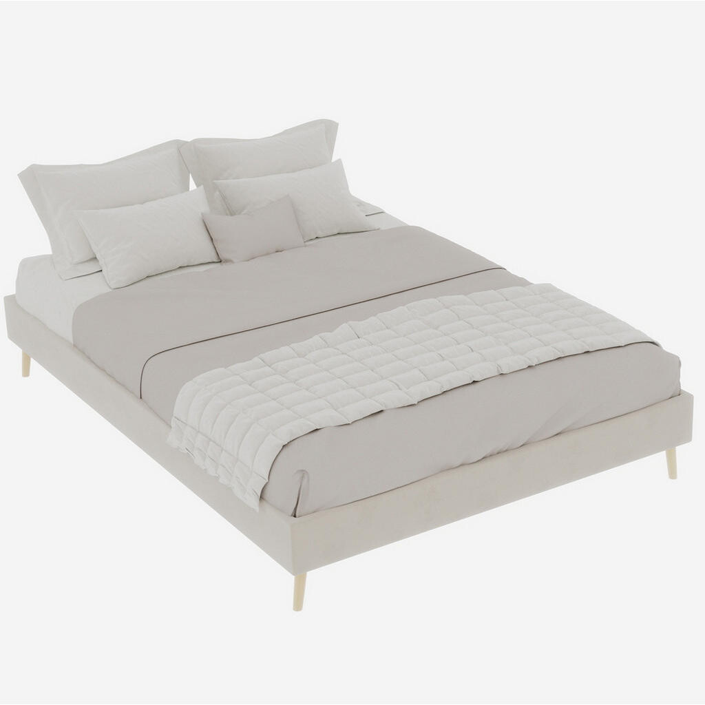 OKWISH POSTELOVÝ rám 140/200 cm béžová z látky a kovu s moderním minimalistickým designem