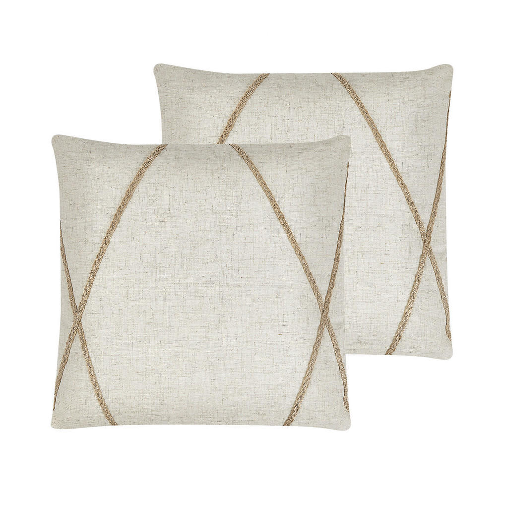 Beliani DEKORATIVNÍ POLŠTÁŘ sada 2 ks Béžový 45/45 cm Licuala