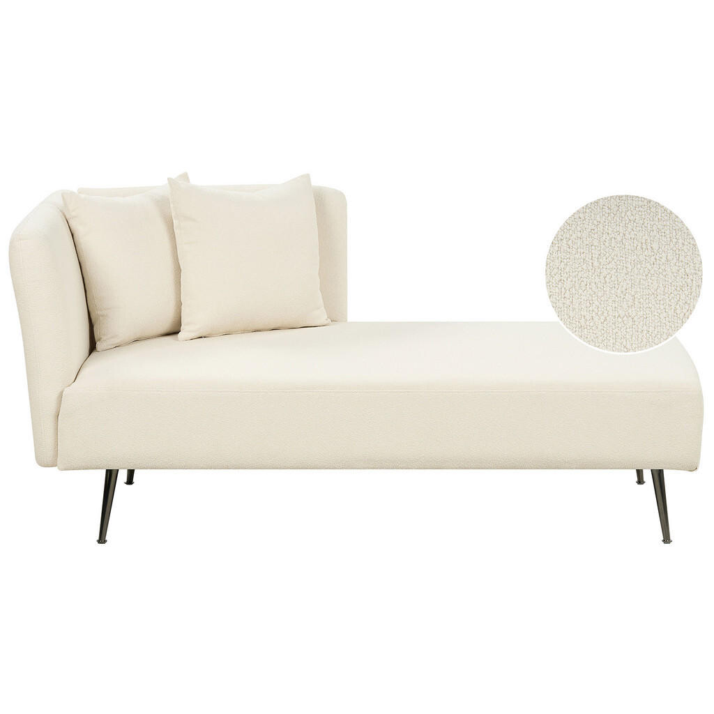 Beliani ČALOUNĚNÉ LEHÁTKO CHAISE LONGUE Bouclé krémově bílé levostranné Riom