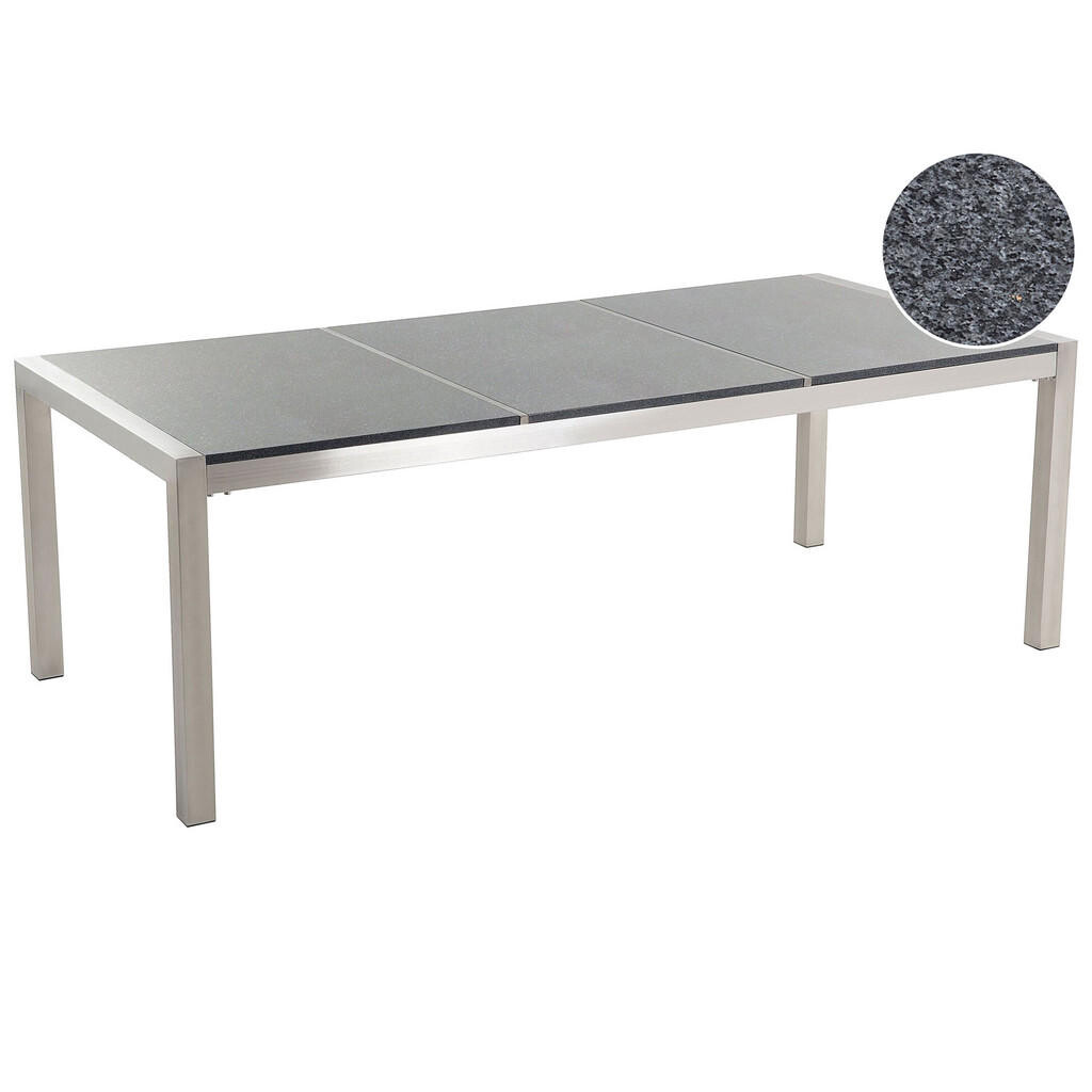 Beliani ZAHRADNÍ STŮL Nerezová ocel/Žula šedý leštěný 220/100 cm Grosseto
