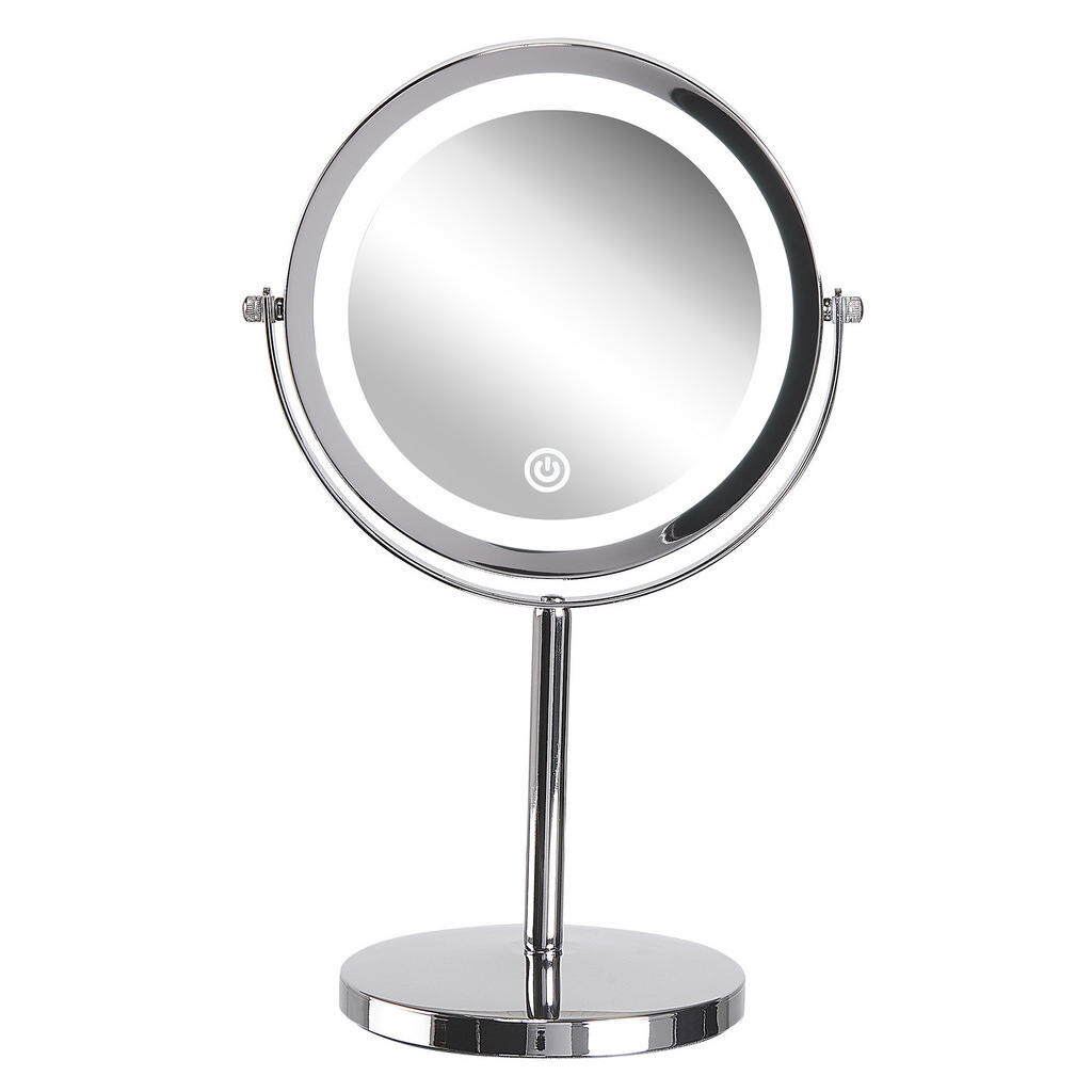 Beliani KOSMETICKÉ ZRCADLO stříbrné s LED osvětlením 20 cm Verdun