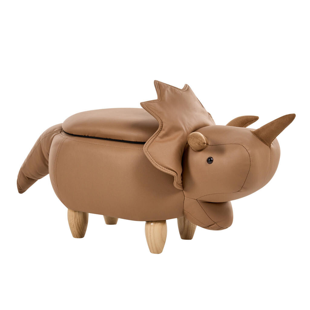 Beliani STOLIČKA VE TVARU ZVÍŘÁTKA Hnědá Triceratops