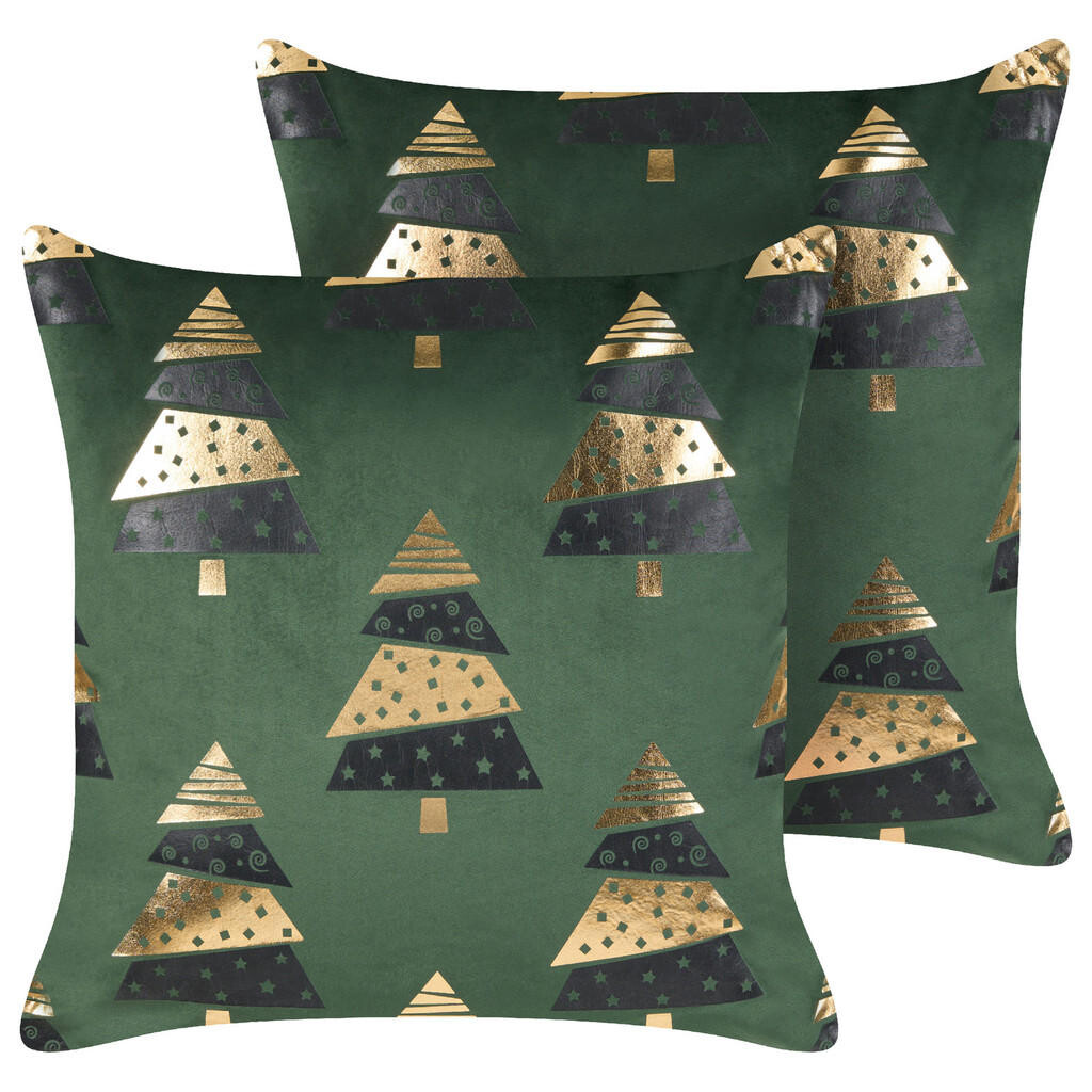 Beliani DEKORATIVNÍ POLŠTÁŘ sada 2 ks Zelený 45/45 cm Goldspruce