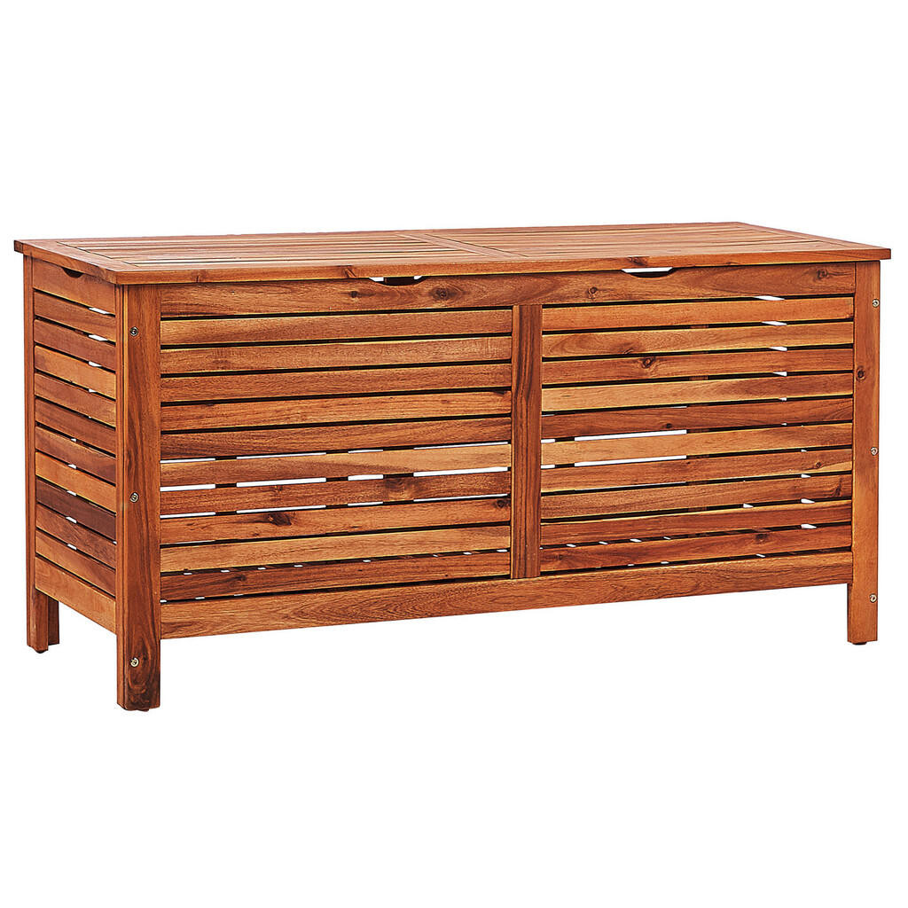 Beliani ÚLOŽNÝ BOX NA POLSTROVÁNÍ Akáciové dřevo tmavě hnědý 130/48 cm Riviera