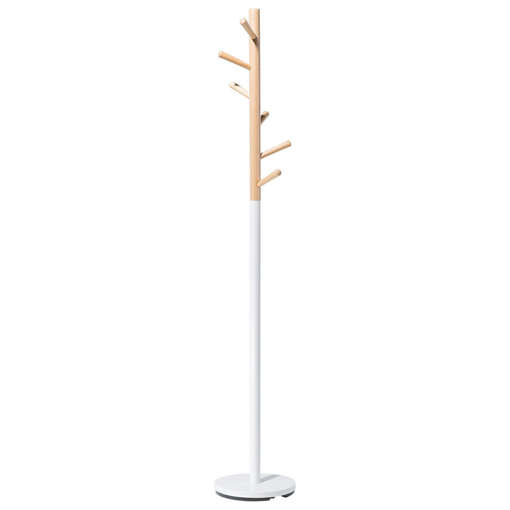 Beliani VĚŠÁK NA ŠATY Borovicové dřevo/Kov světle hnědý/bílý 170 cm Aubum