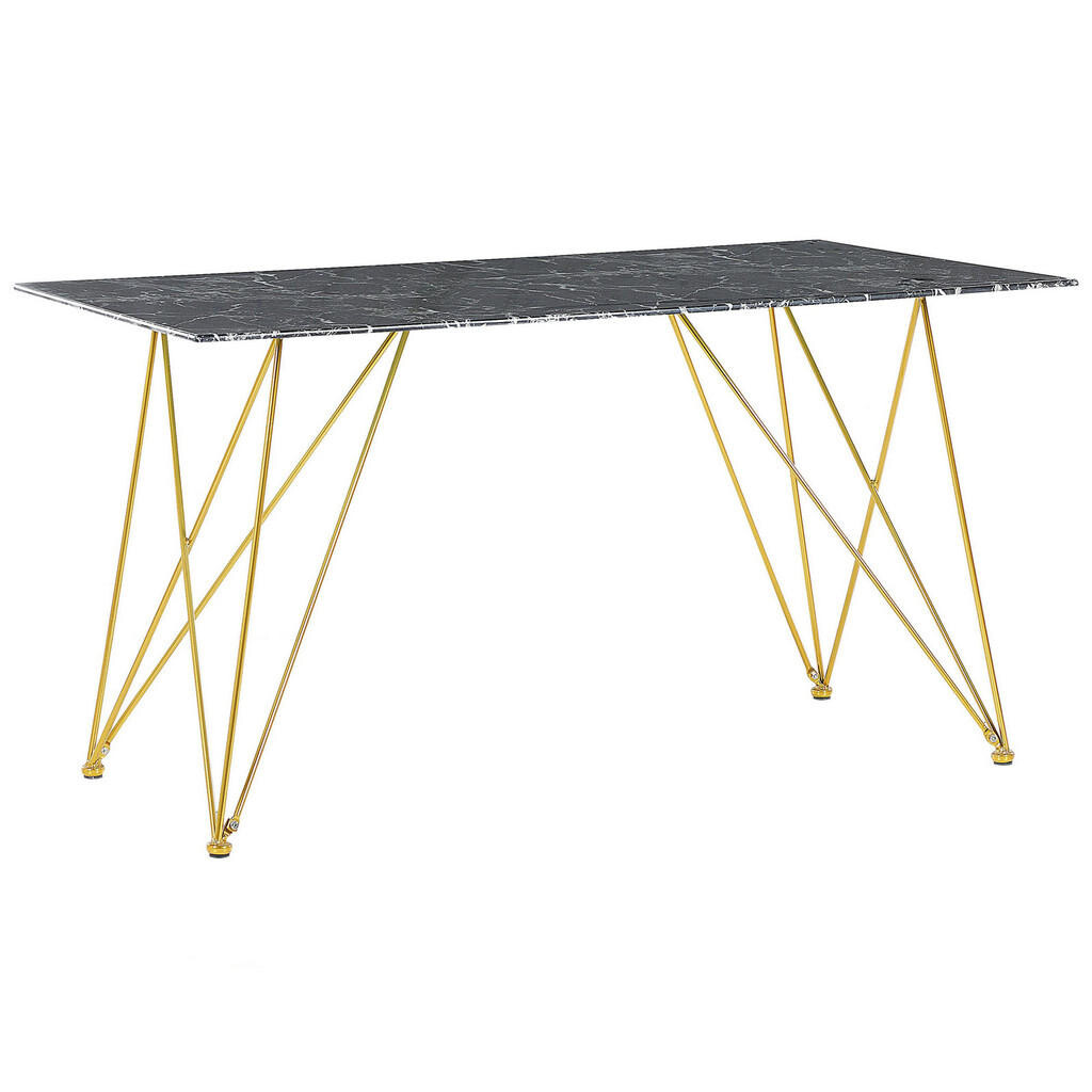 Beliani JÍDELNÍ STŮL 140/80/75 cm Černý, Bílý, Zlatě zbarvený Obdélníkový Kenton
