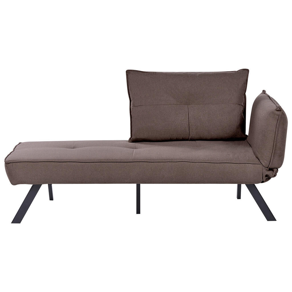 Beliani ČALOUNĚNÉ LEHÁTKO CHAISE LONGUE PRAVOSTRANNÉ Látka Hnědé Rocamadour