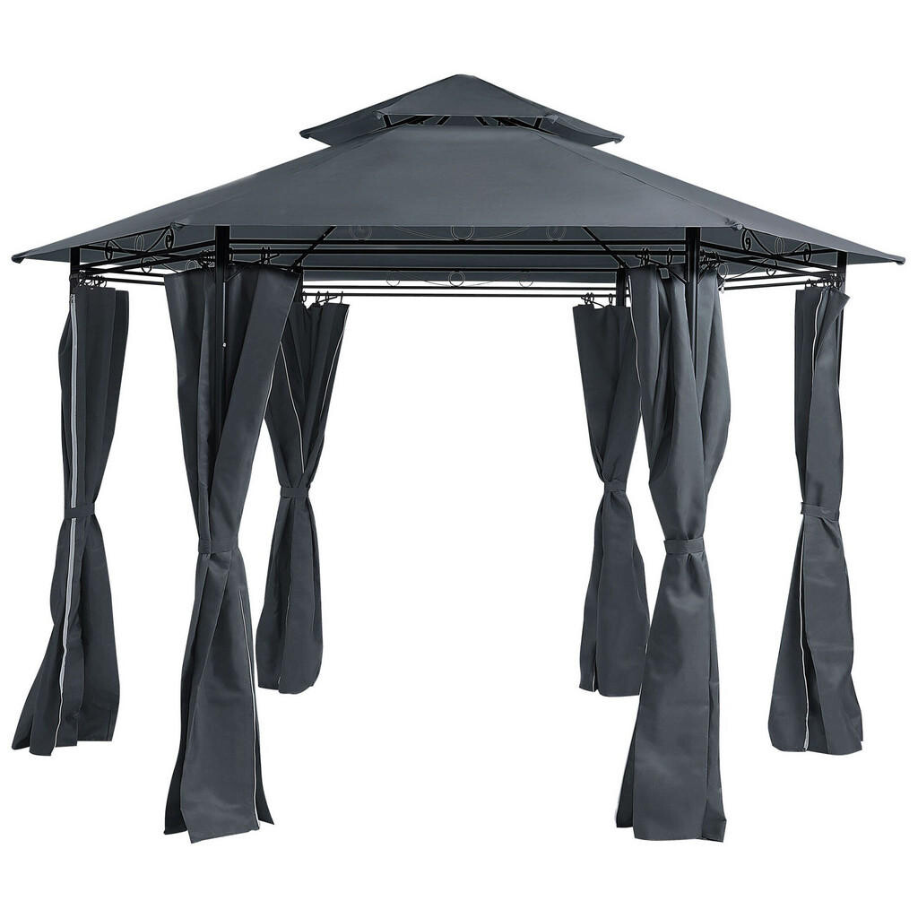 Beliani ZAHRADNÍ PAVILON Ocel grafitově šedý ⌀ 350 cm Portel