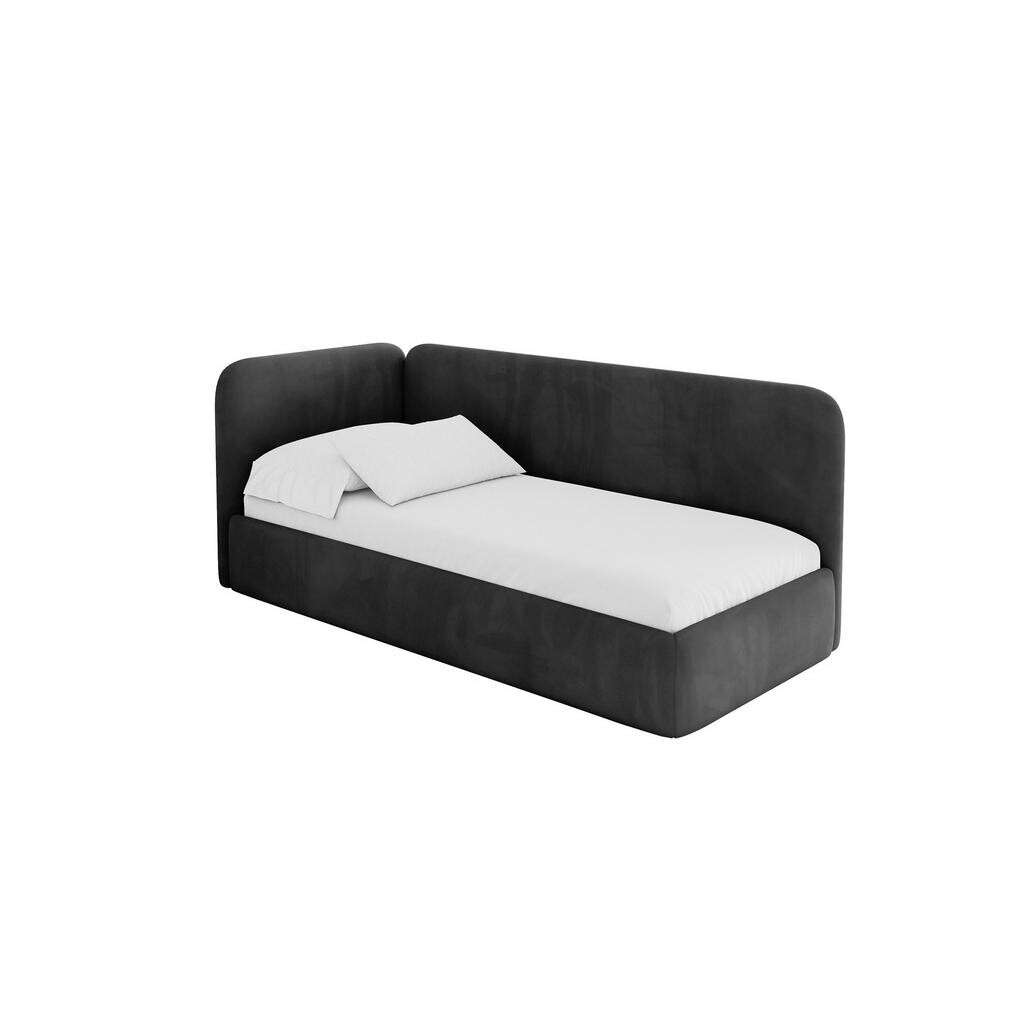 ALTDECOR JEDNOLŮŽKOVÁ POSTEL pro mládež s úložným prostorem a matrací H3/H4, vpravo - ELSY 80x200 černá