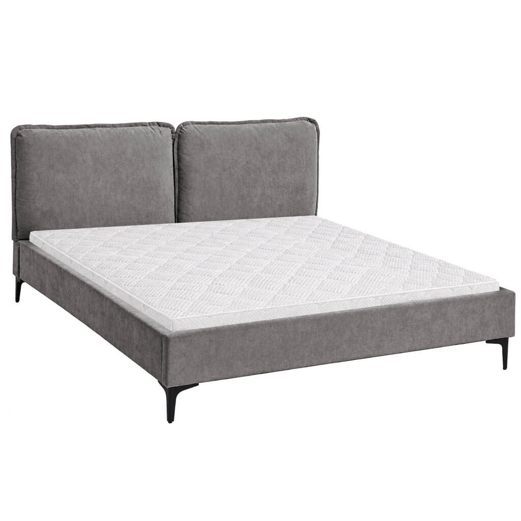 Beautysofa ČALOUNĚNÁ POSTEL Sombra, manželská postel 160x200 cm s pěnovou matrací 10 cm, žinylková látka, tmavě šedá