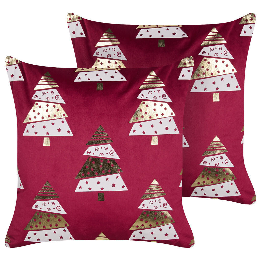 Beliani DEKORATIVNÍ POLŠTÁŘ sada 2 ks Červený 45/45 cm Goldspruce