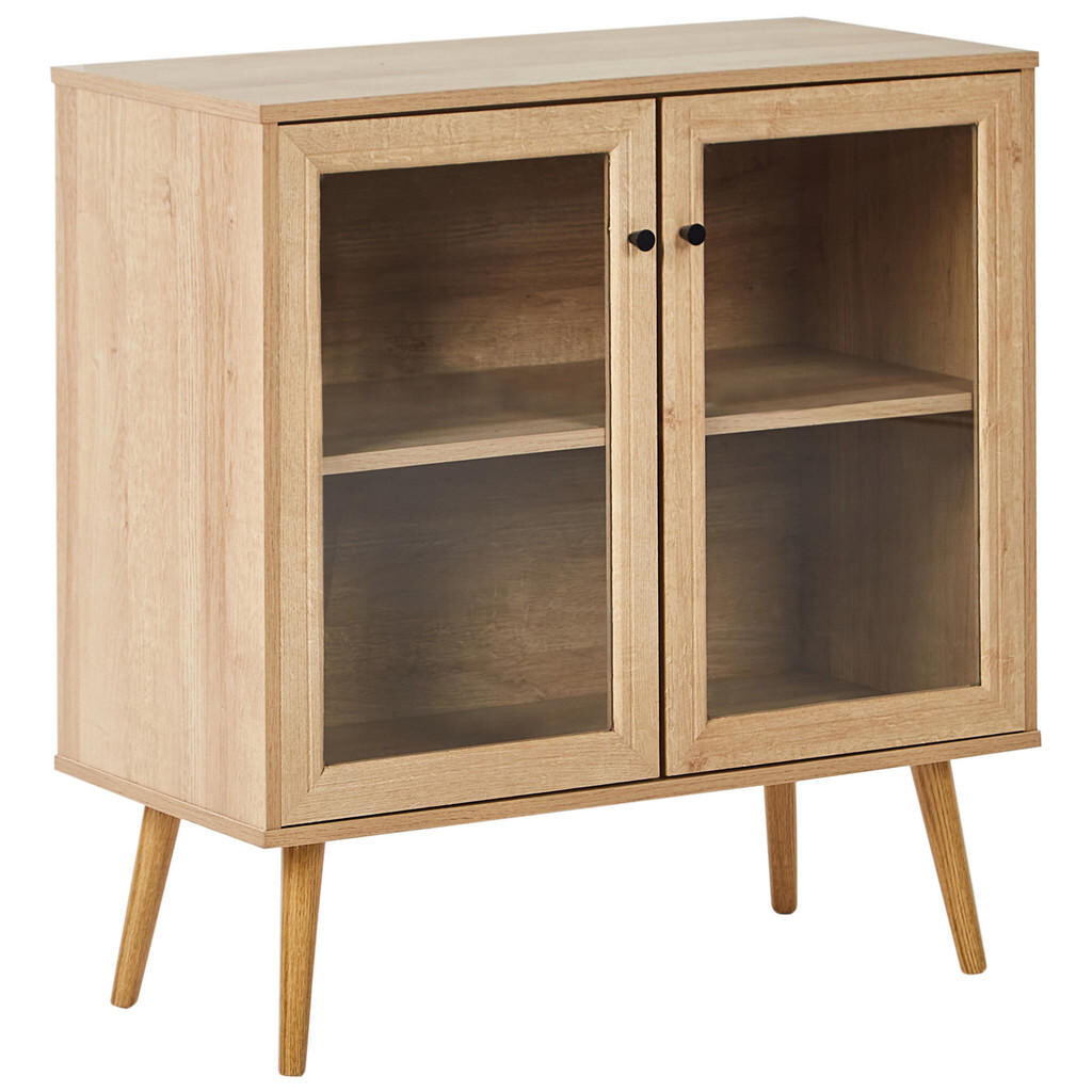 Beliani SIDEBOARD se skleněnými dveřmi 80 cm Světle hnědý Albany