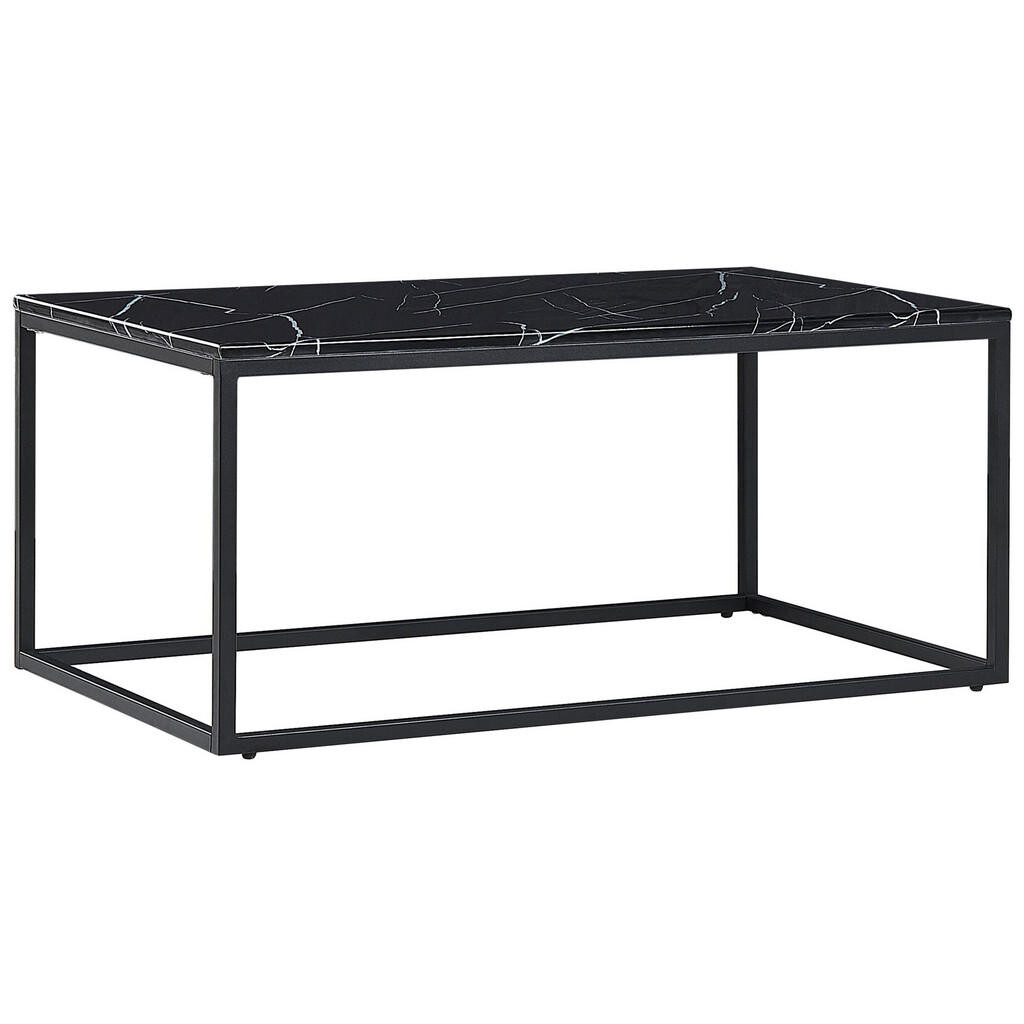 Beliani KONFERENČNÍ STOLEK Mramor Look černý obdélníkový 60/100 cm Delano