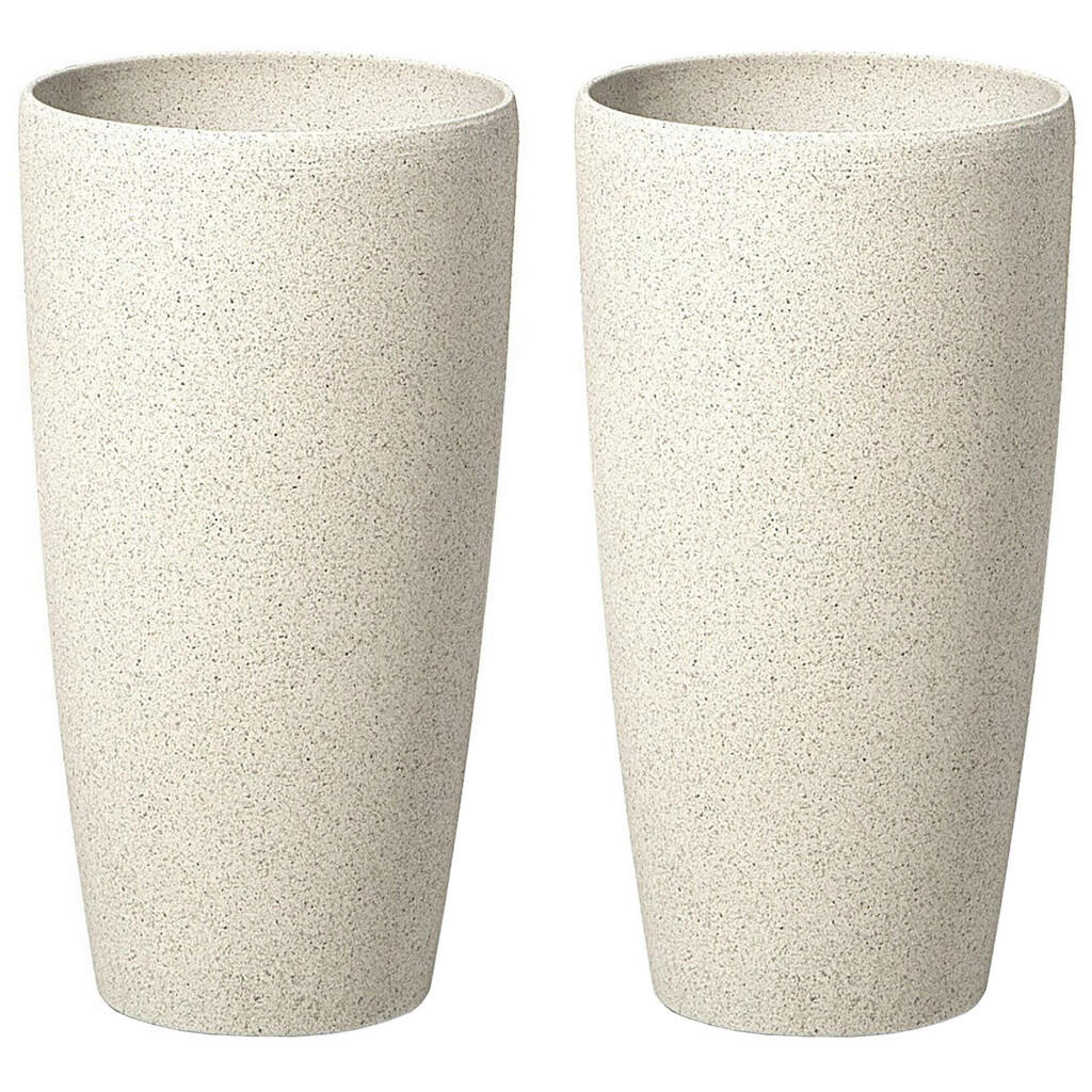 Beliani KVĚTINÁČ sada 2 ks světle béžový kulatý 23/23/42 cm Abdera