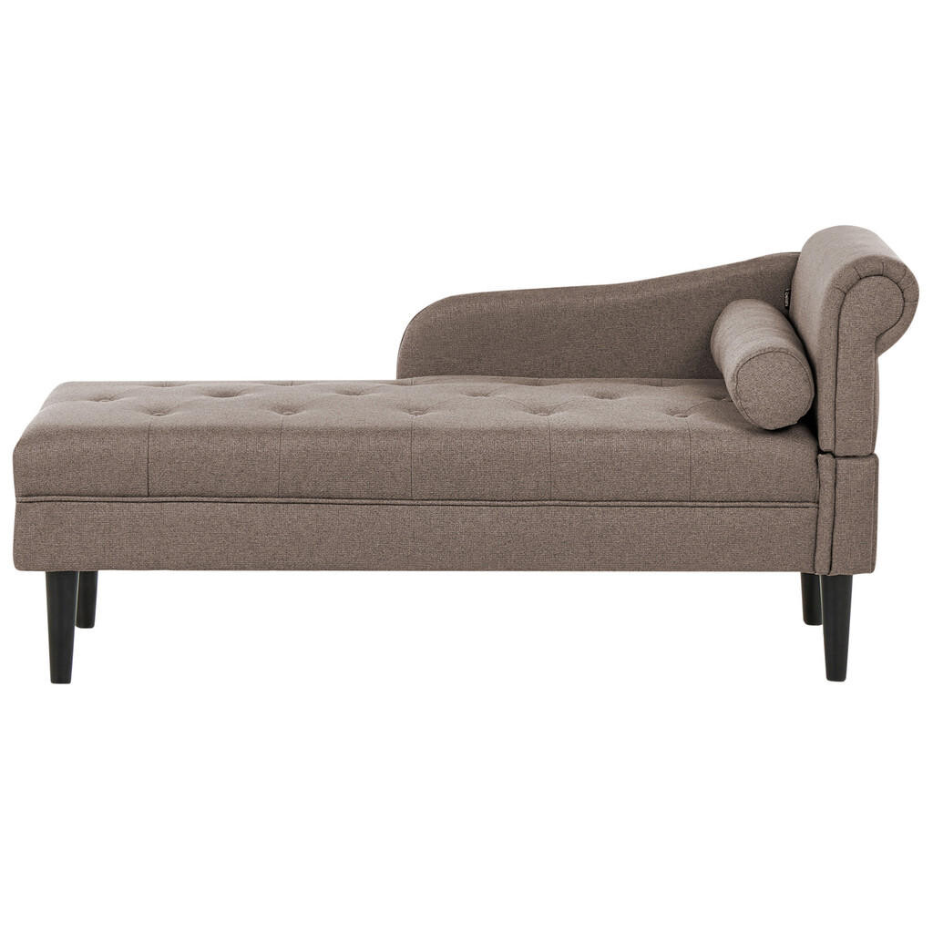 Beliani ČALOUNĚNÉ LEHÁTKO CHAISE LONGUE PRAVOSTRANNÉ Látka Taupe Yvoire