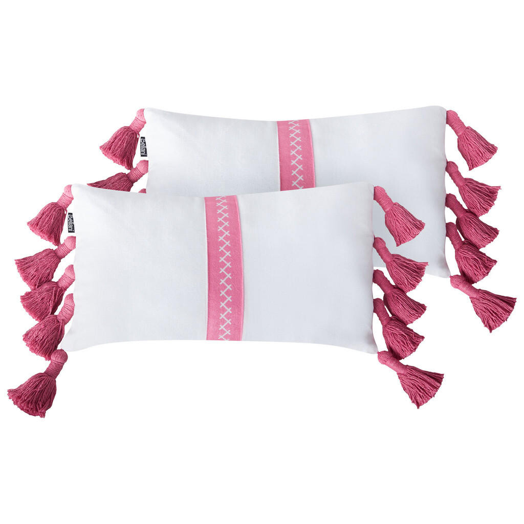Beliani DEKORATIVNÍ polštář sada 2 ks Bílý 50/30 cm Lovely