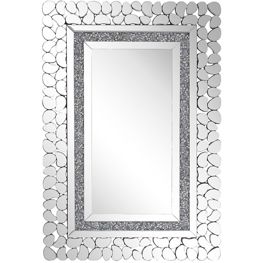 Beliani NÁSTĚNNÉ ZRCADLO stříbrné 60/90 cm Glitzer-Effekt Pabu