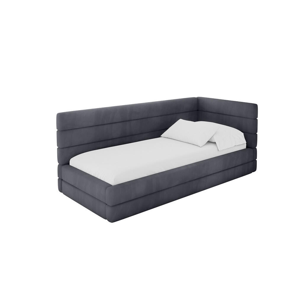 ALTDECOR JEDNOLŮŽKOVÁ POSTEL pro mládež s úložným prostorem a matrací H3/H4, vlevo - BEMY 90x200 tmavě šedá