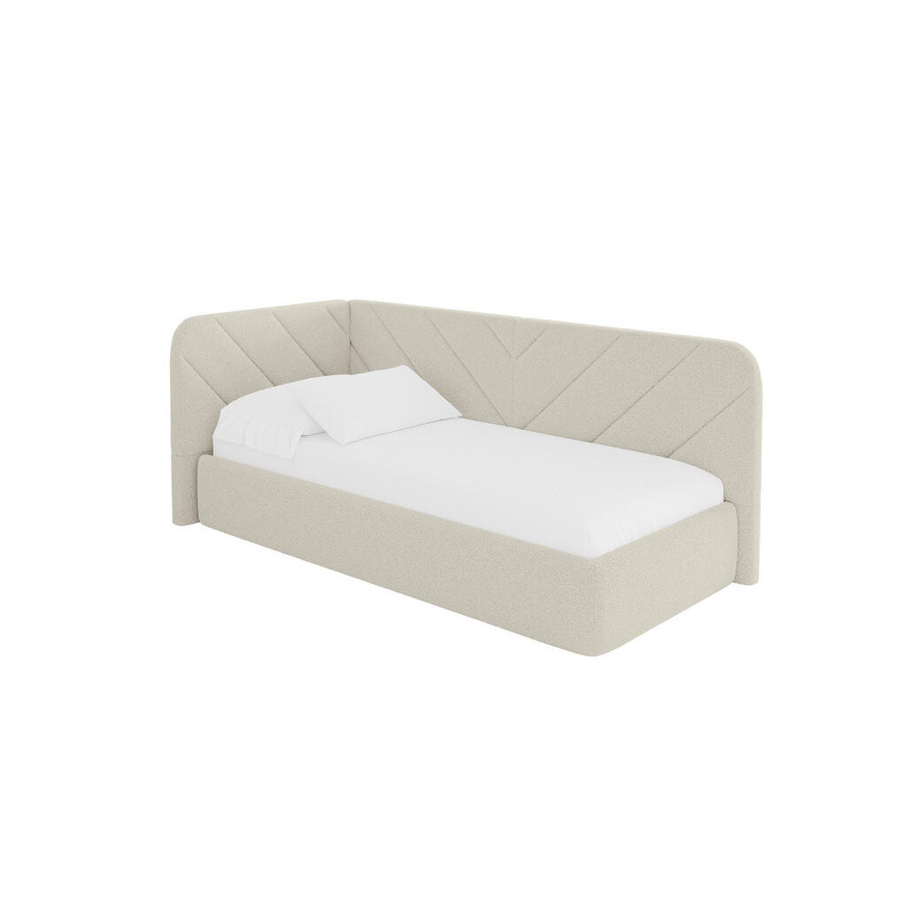 ALTDECOR JEDNOLŮŽKOVÁ POSTEL pro mládež s úložným prostorem a matrací H3/H4, vpravo - FIKY 80x200 béžová