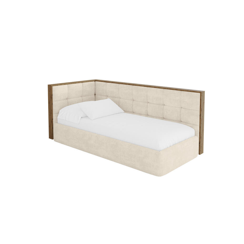 ALTDECOR JEDNOLŮŽKOVÁ POSTEL pro mládež s úložným prostorem a matrací H3/H4, vpravo - SOVY 80x200 béžová