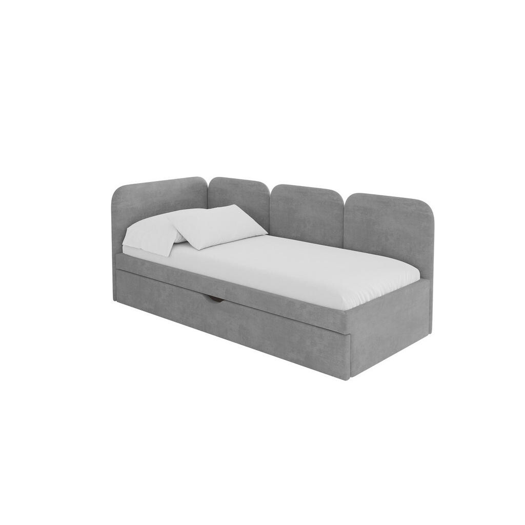 ALTDECOR JEDNOLŮŽKOVÁ POSTEL pro mládež s úložným prostorem a matrací H3/H4, vpravo - ALVY 80x200 šedá