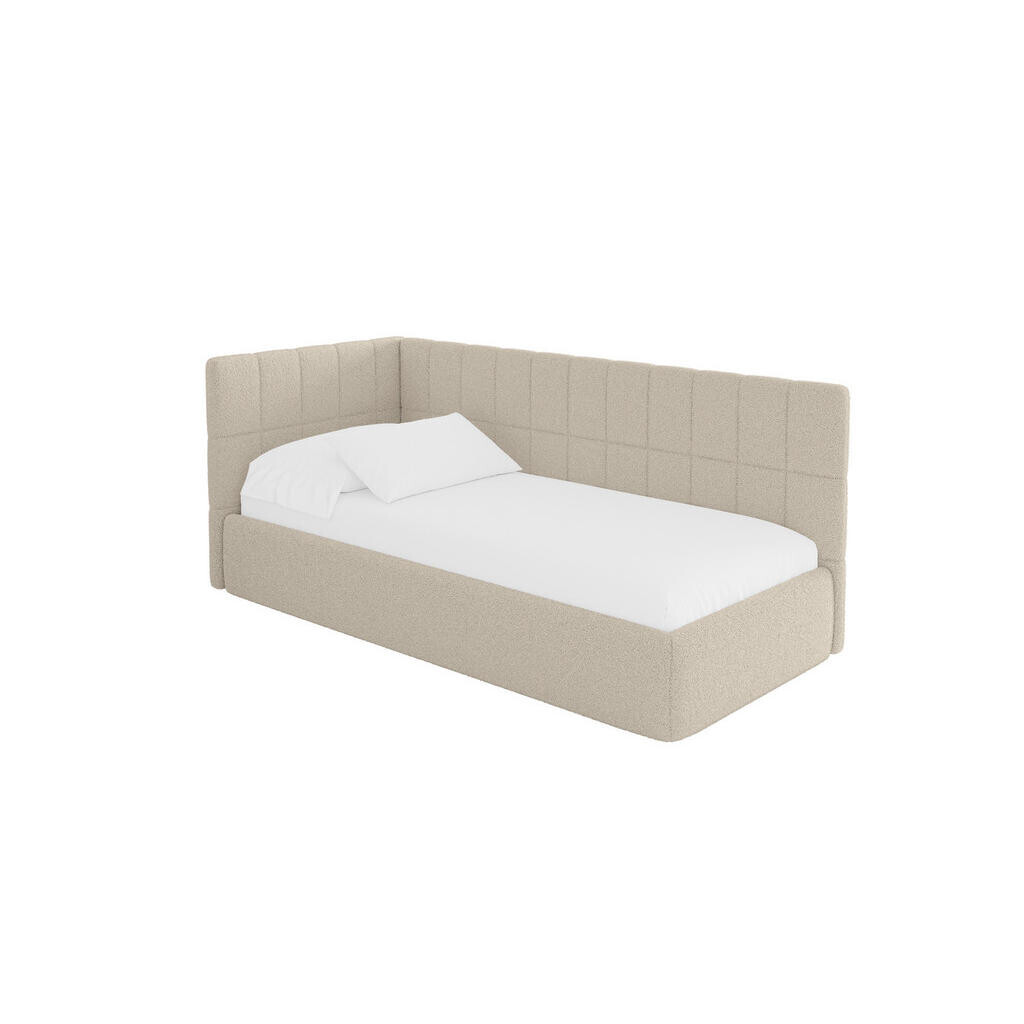 ALTDECOR JEDNOLŮŽKOVÁ POSTEL pro mládež s úložným prostorem a matrací H3/H4, vpravo - TULY 90x200 tmavě béžová