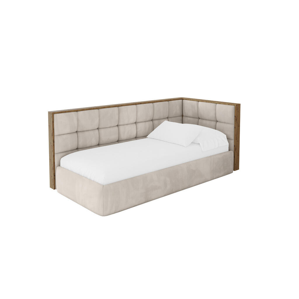 ALTDECOR JEDNOLŮŽKOVÁ POSTEL pro mládež s úložným prostorem, vlevo - SOVY 100x200 béžová