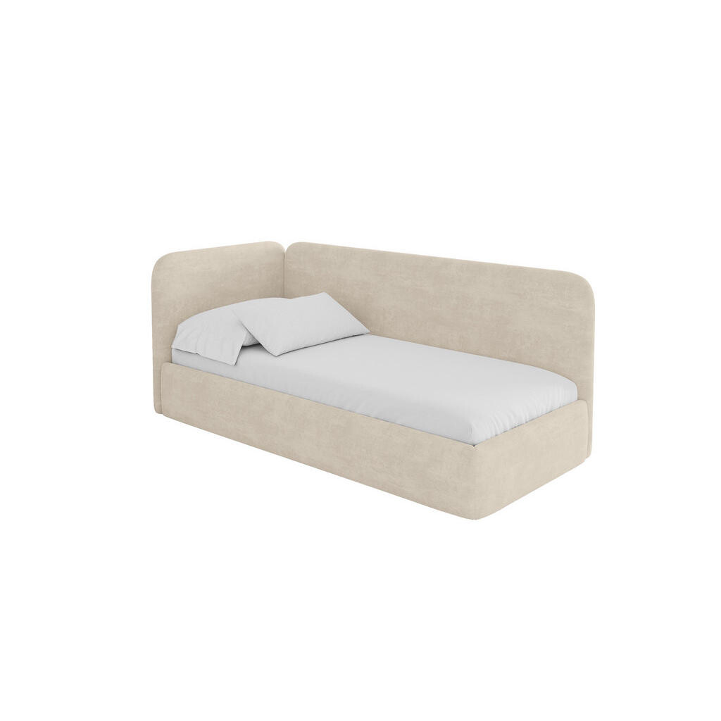 ALTDECOR JEDNOLŮŽKOVÁ POSTEL pro mládež s úložným prostorem, vpravo - ELSY 100x200 béžová