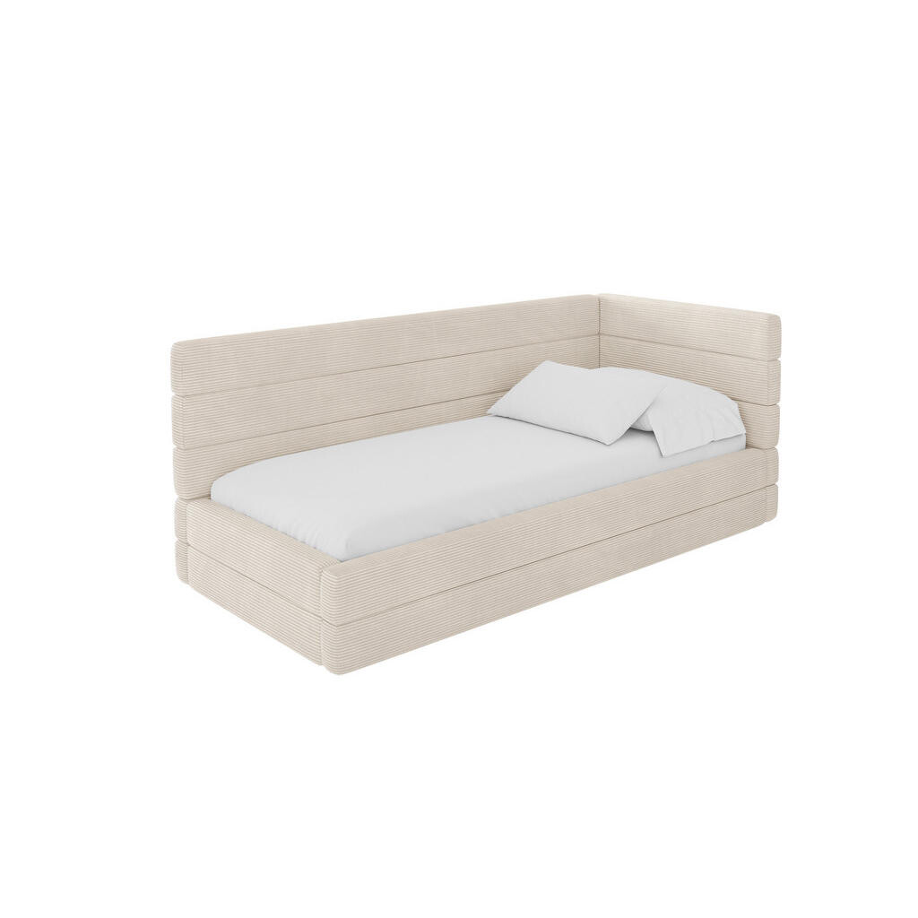 ALTDECOR JEDNOLŮŽKOVÁ POSTEL pro mládež s úložným prostorem a matrací H3/H4, vlevo - BEMY 80x200 béžová