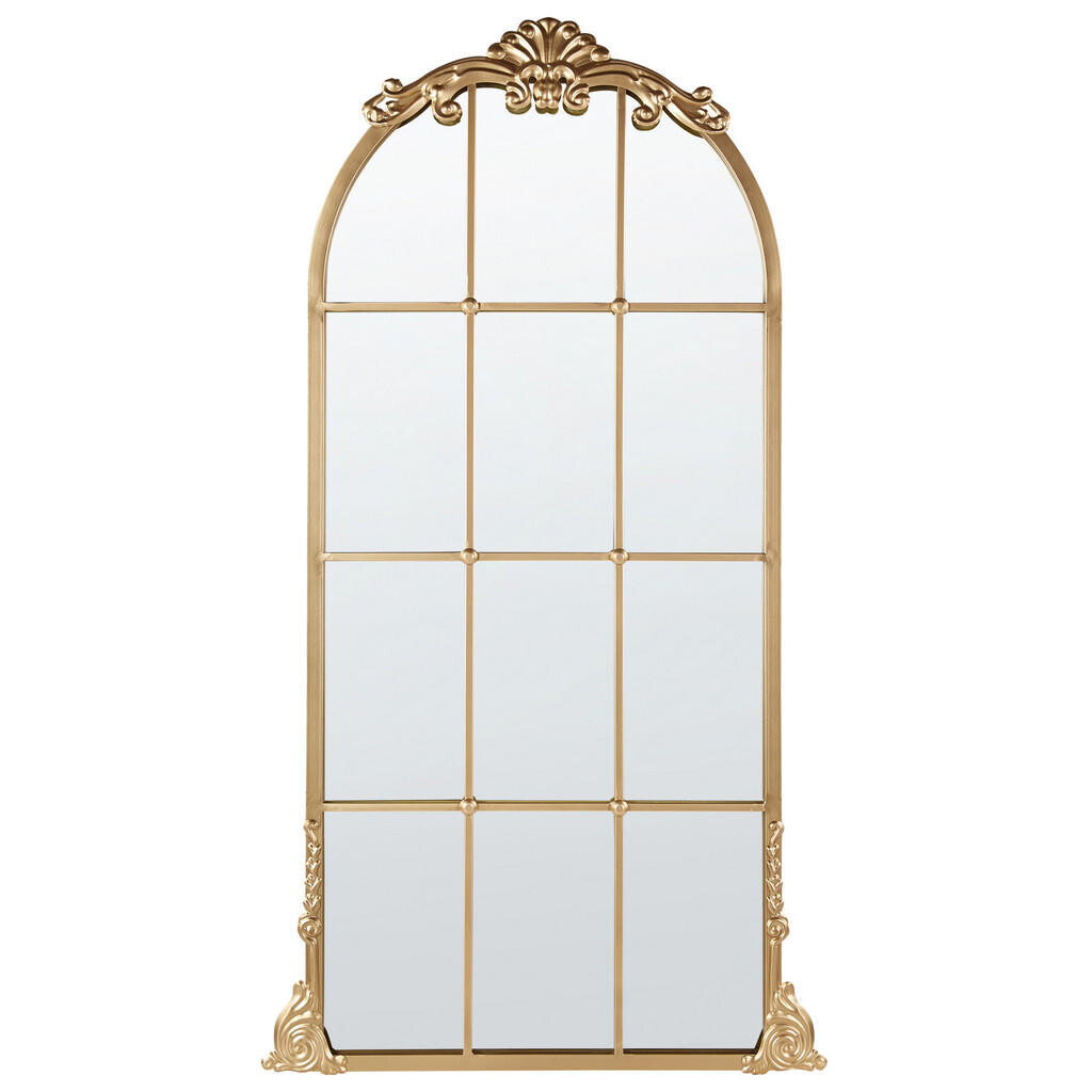 Beliani NÁSTĚNNÉ ZRCADLO zlaté Kov Fenster 66/124 cm Noidan