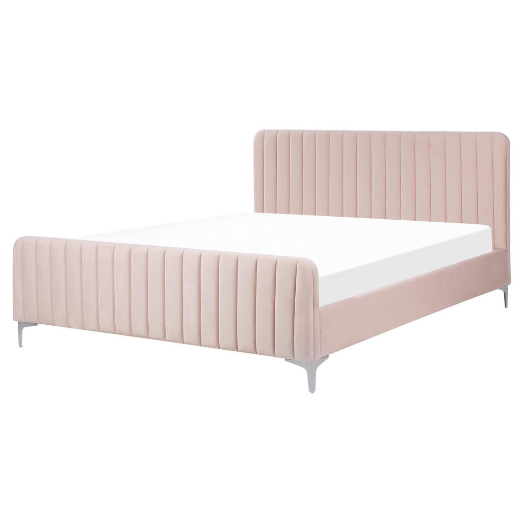 Beliani ČALOUNĚNÁ POSTEL 160/200 cm Pastelově růžová Lunan
