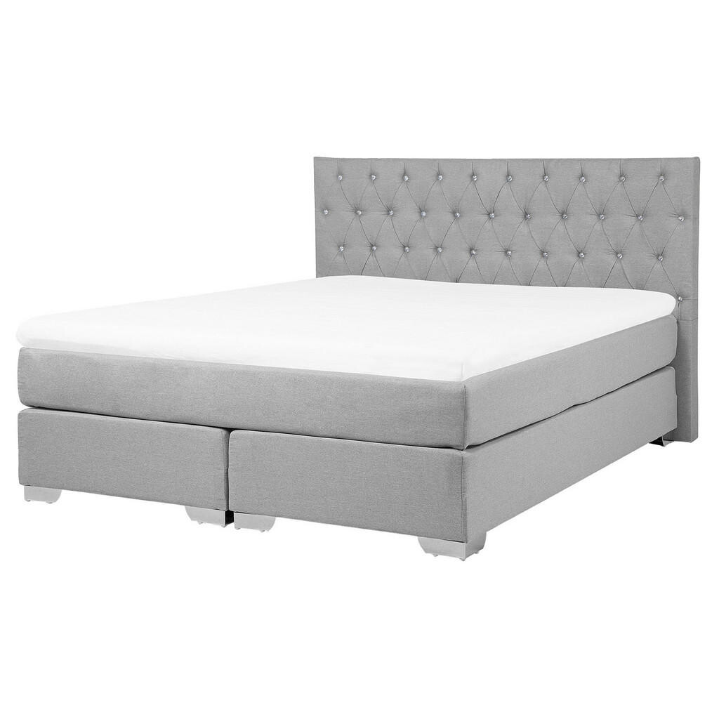 Beliani BOXSPRINGOVÁ POSTEL 160/200 cm Světle šedá Duchess