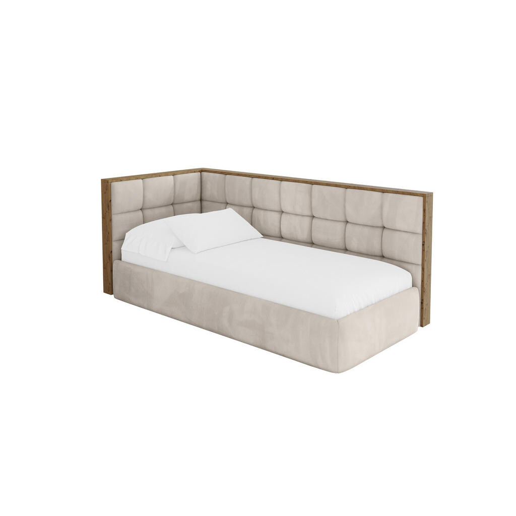 ALTDECOR JEDNOLŮŽKOVÁ POSTEL pro mládež s úložným prostorem a matrací H3/H4, vpravo - SOVY 100x200 béžová