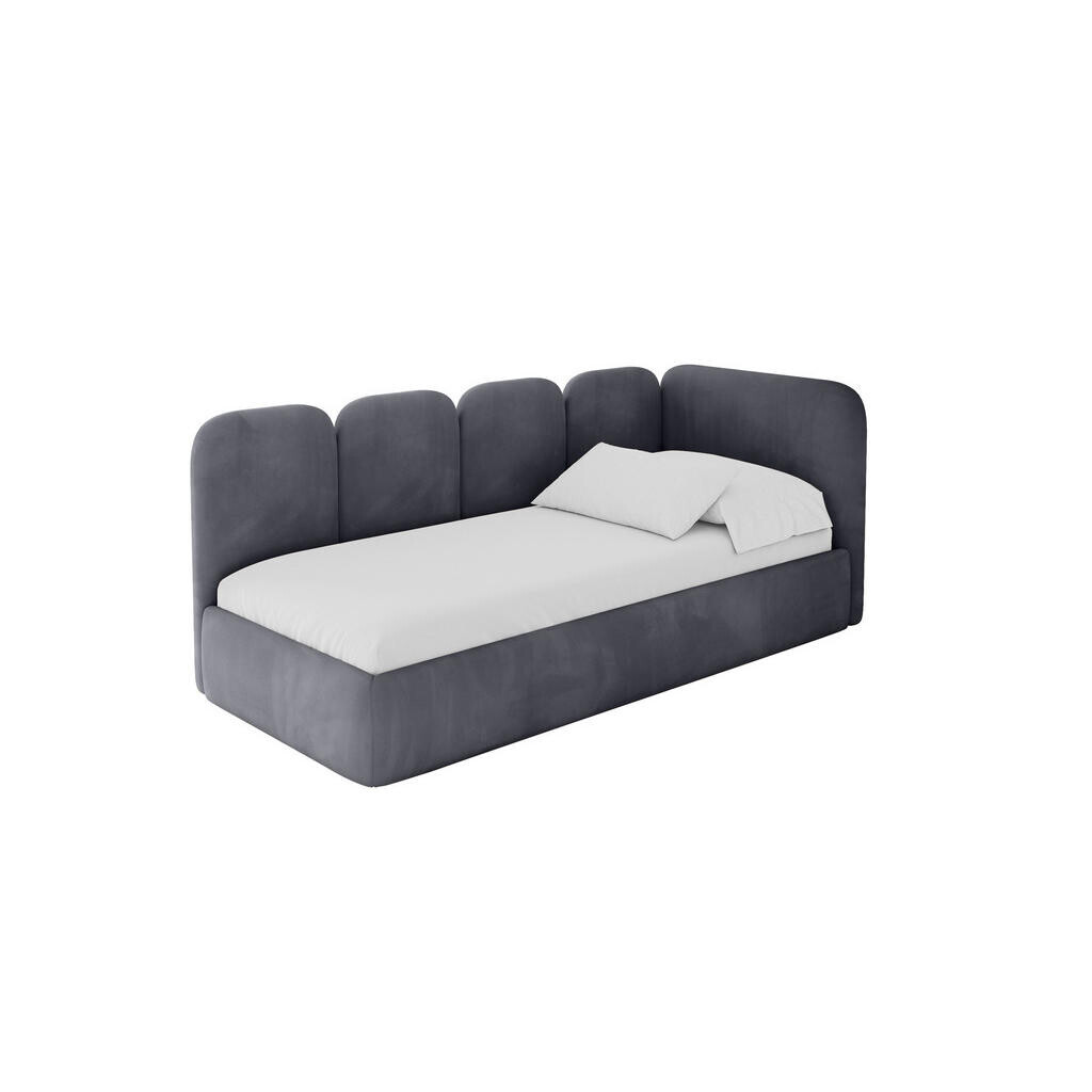 ALTDECOR JEDNOLŮŽKOVÁ POSTEL pro mládež s úložným prostorem a matrací H3/H4, vlevo - VELY 100x200 tmavě šedá