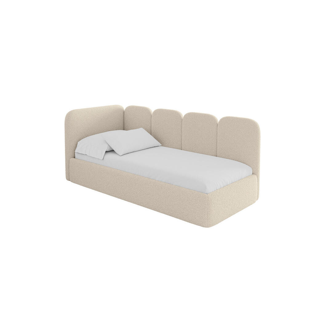 ALTDECOR JEDNOLŮŽKOVÁ POSTEL pro mládež s úložným prostorem a matrací H3/H4, vpravo - VELY 90x200 tmavě béžová