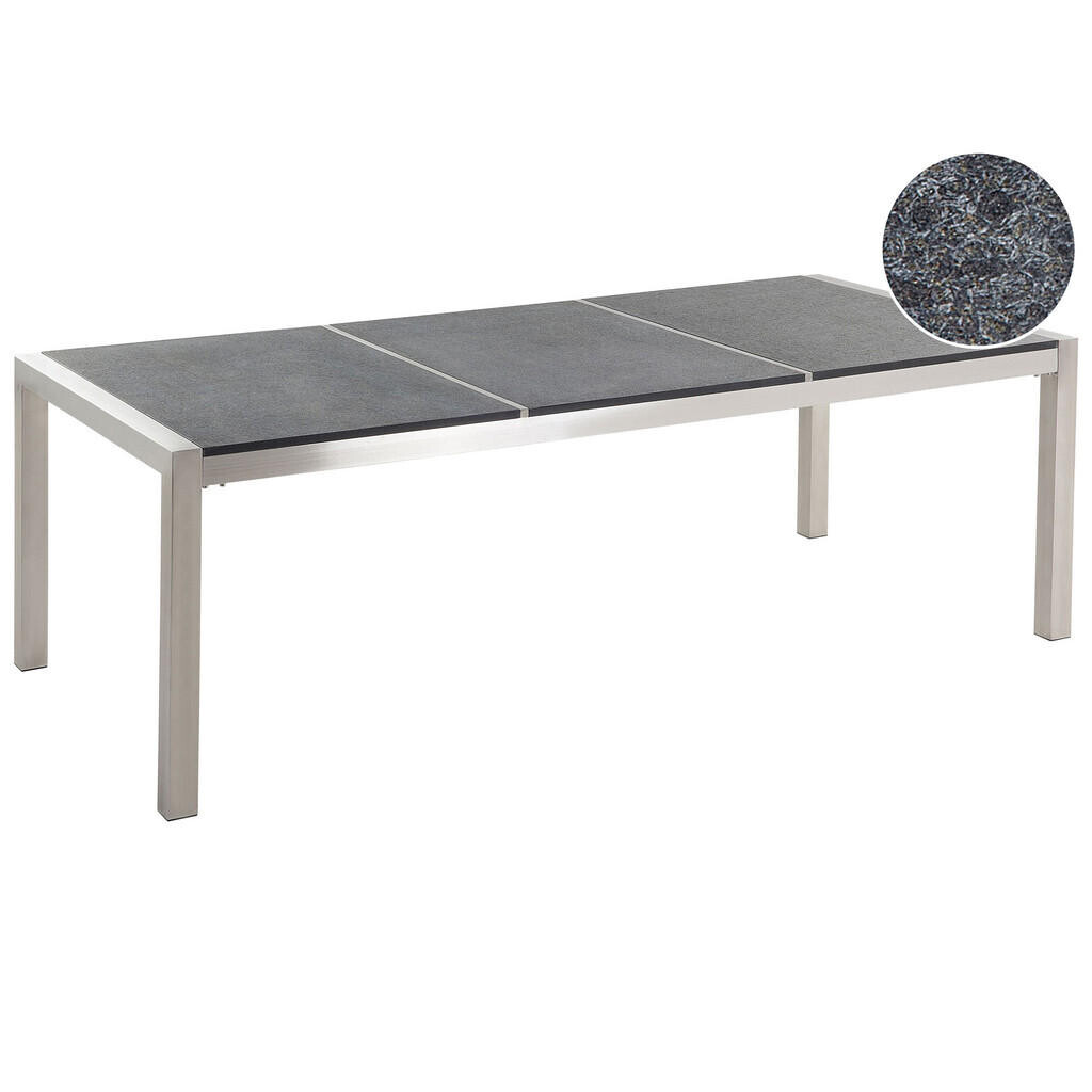 Beliani ZAHRADNÍ STŮL Nerezová ocel/Přírodní kámen černý opálené 220/100 cm Grosseto