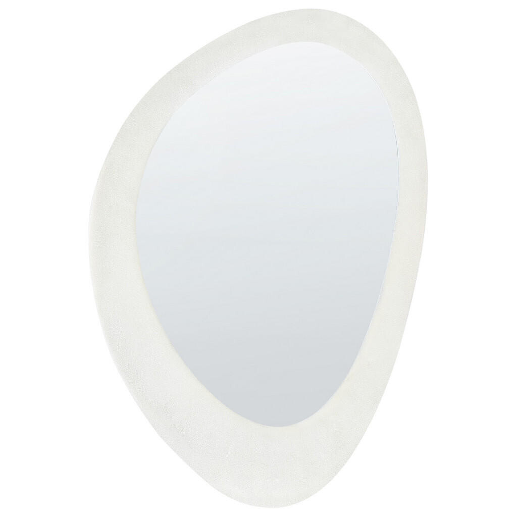 Beliani NÁSTĚNNÉ ZRCADLO Sametová látka bílé oválné 60/90 cm Audes