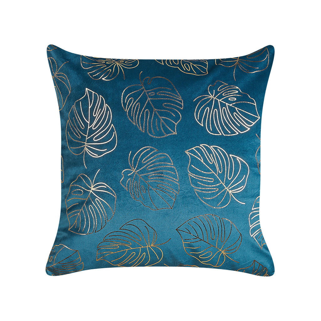 Beliani DEKORATIVNÍ POLŠTÁŘ sada 2 ks Modrý 45/45 cm Monstera
